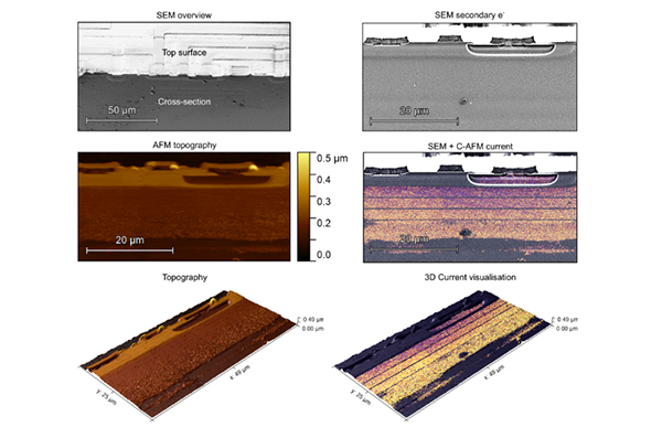 Cross-section of a Bipolar Junction Transistor (BJT) - Analysis after FIB etching 